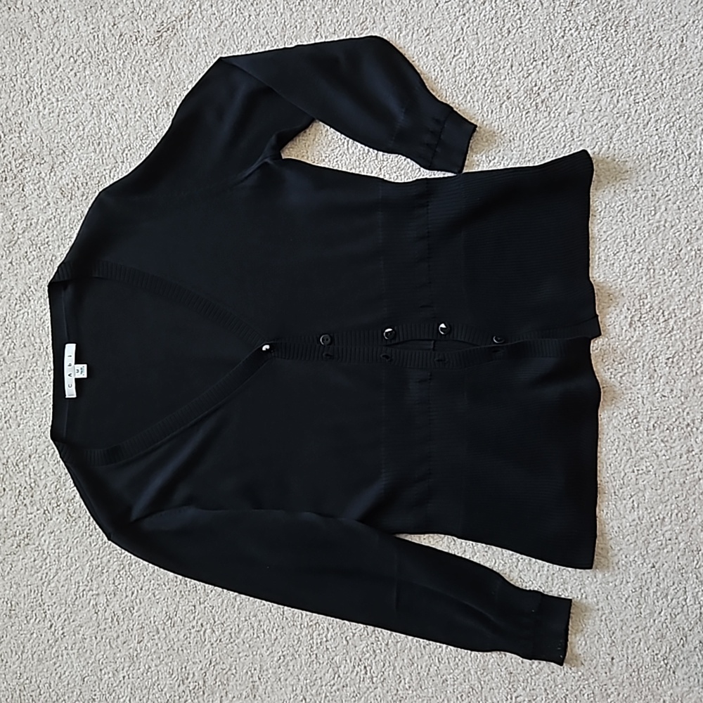 VINTAGE CAbi Lightweight silk blend black cardigan SZ - M